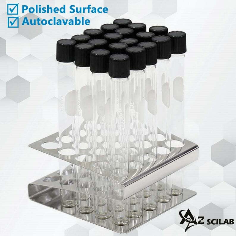 Stainless Steel Test Tube Holder Rack 25 Holes 3 Layer for 16-17mm Tubes