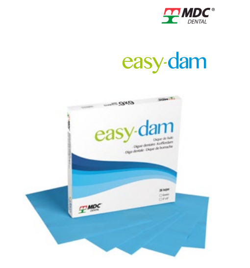 MDC NIC TONE® Easy-Dam Natural Rubber Latex Dental Dam Blue 6″x6″ 36 Sheets/box