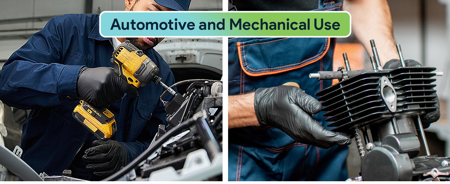 6 Mil Black Nitrile Gloves, Heavy Duty Mechanic and Food Grade Glove –