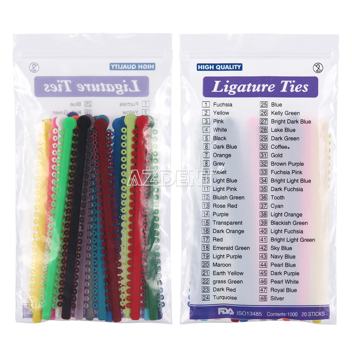 AZDENT Dental Orthodontic Ligature Ties Elastic Rubber Bands For Brackets Brace