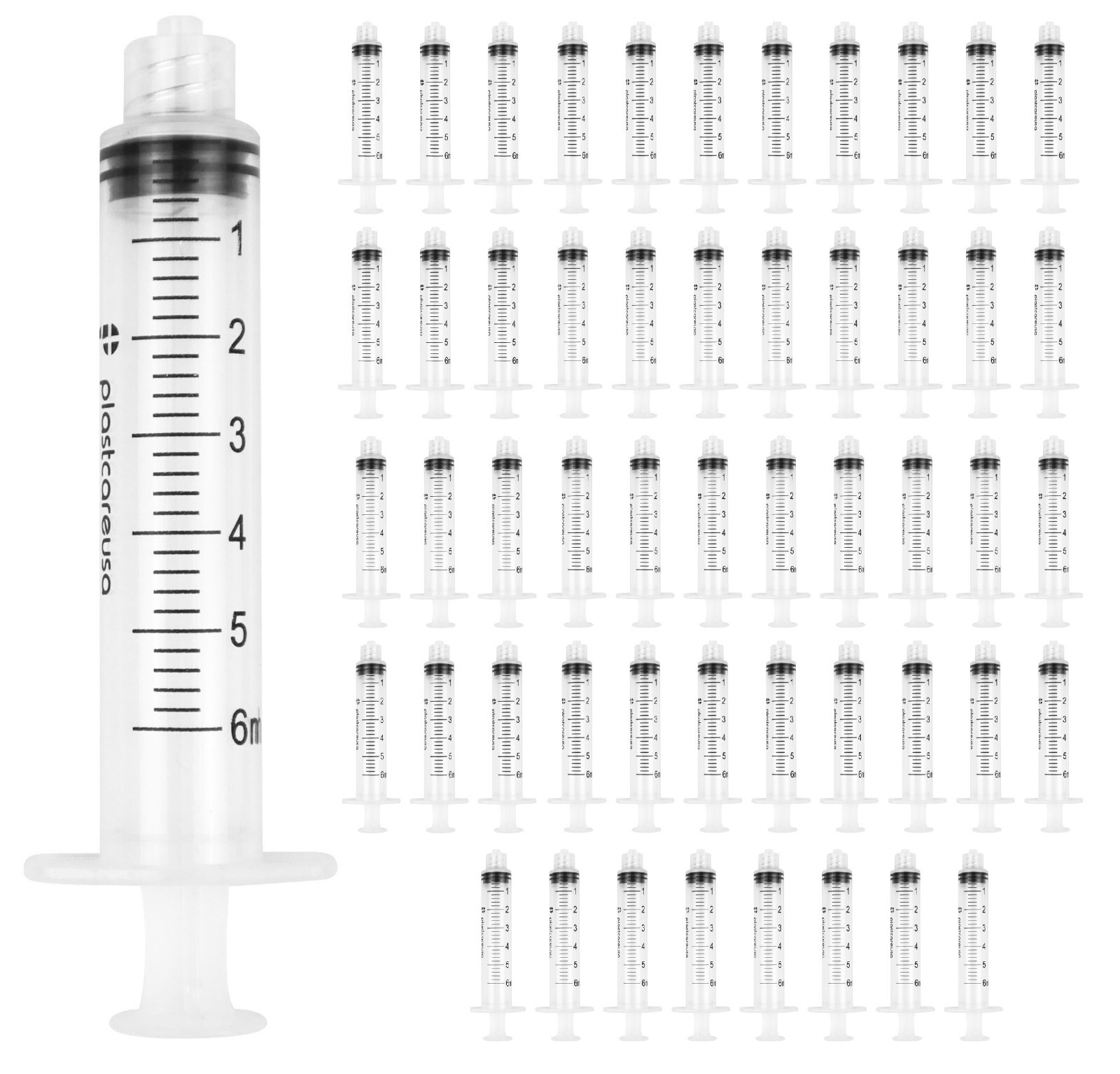 50 6ml 6cc Luer Lock Disposable Syringes (Non-Sterile) for Saline Oral Medicine