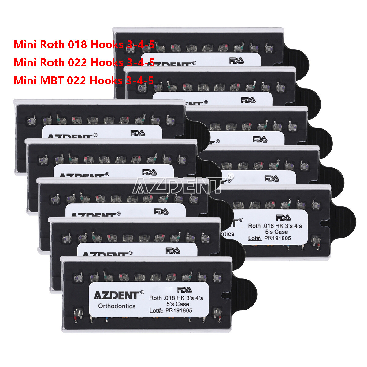 AZDENT Dental Ortho MIM Monoblock Bracket Braces Mini Roth/ MBT 018/ 022 Hook345