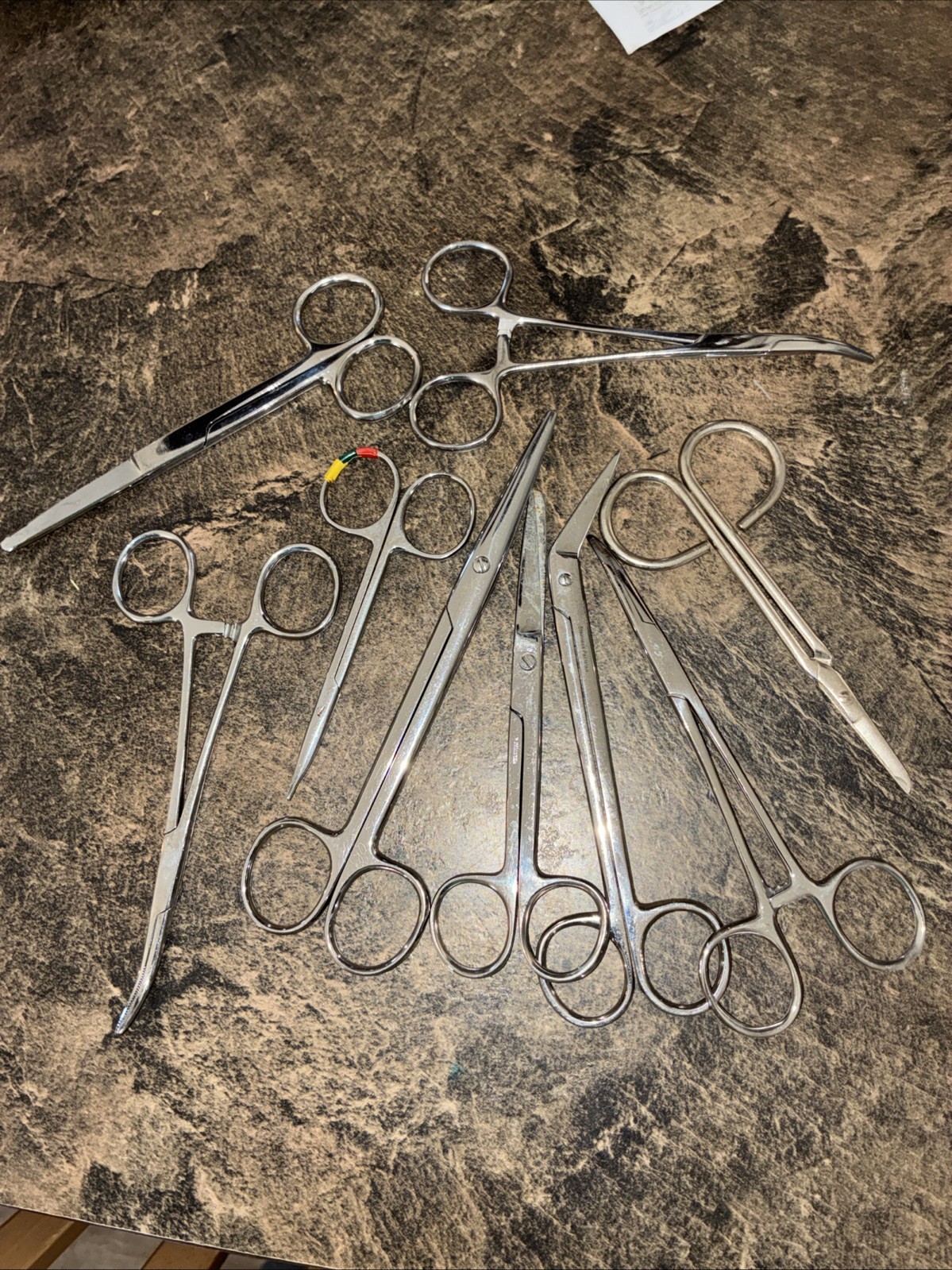 Collection Of 9 Forceps And Scissors Made in Pakistan Stainless Steel