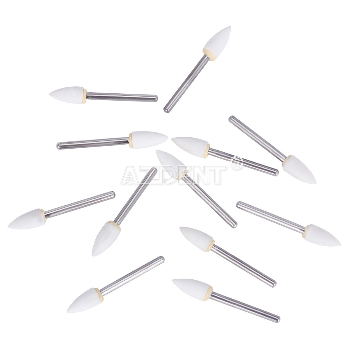 5*USPS AZDENT Dental Flame White Stone Polishing FG Burs Fl2 Abrasion Point Burs