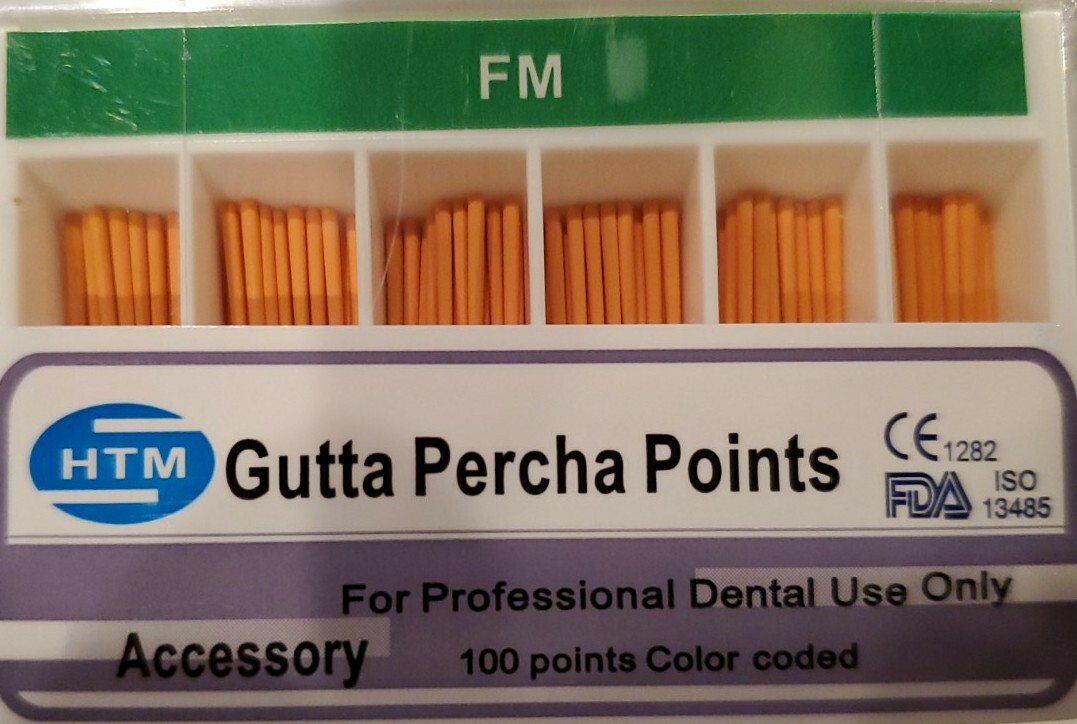 Gutta Percha Points Accessory HTM FM Fine Medium Box of 120 Dental Root Canal