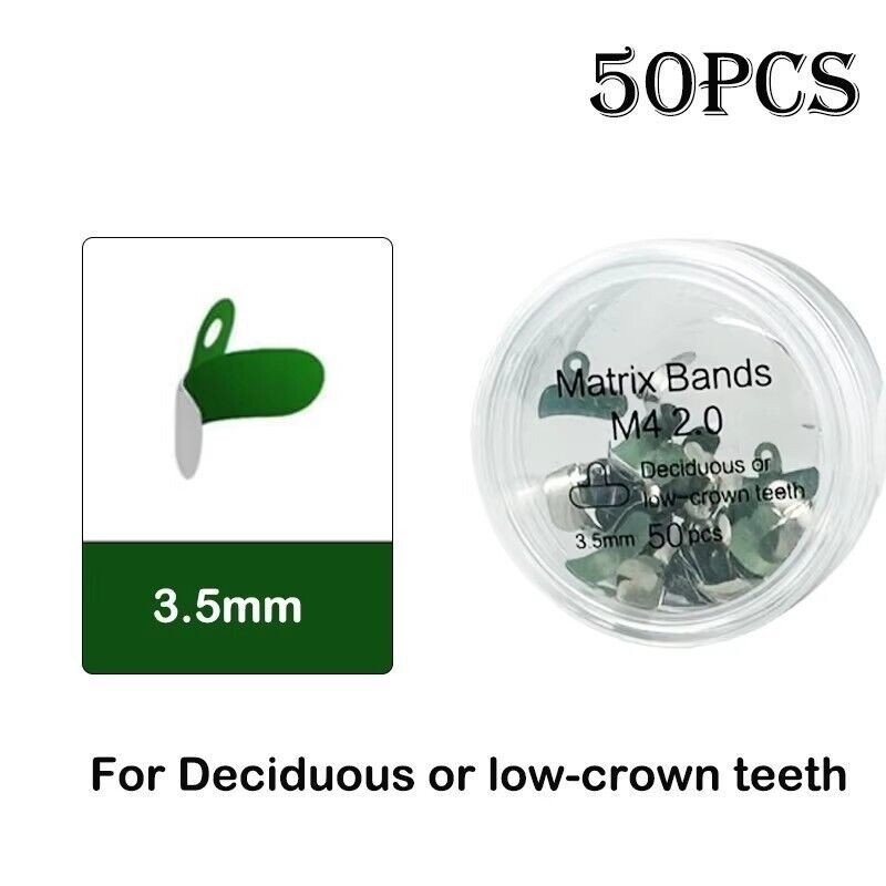 50Pcs Dental Matrix Bands PTFE Coat Non-Stick Sectional Contoured Metal Matrices