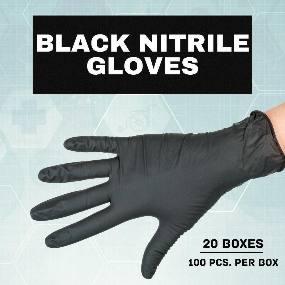 2000 Black Nitrile Disposable Gloves Powder Free and Latex Free 4 Mil Small
