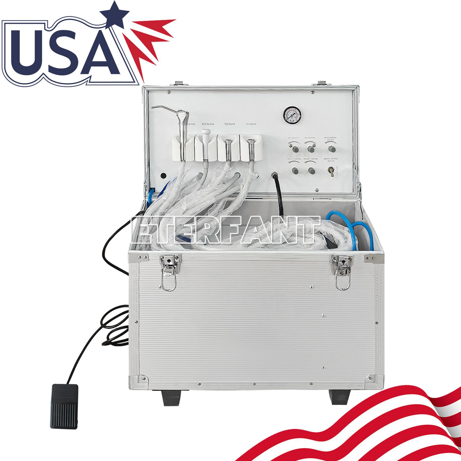 ETERFANT Dental Portable Delivery Unit Air Compressor Syring Suction System 4H