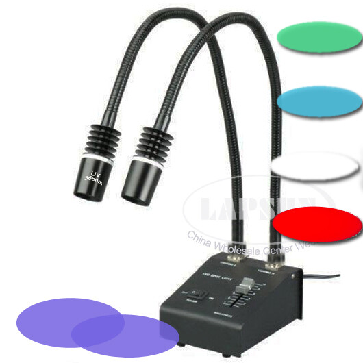UV Red Blue Green 6W LED Microscope Gooseneck Flex Light Illuminator Lamp Tube