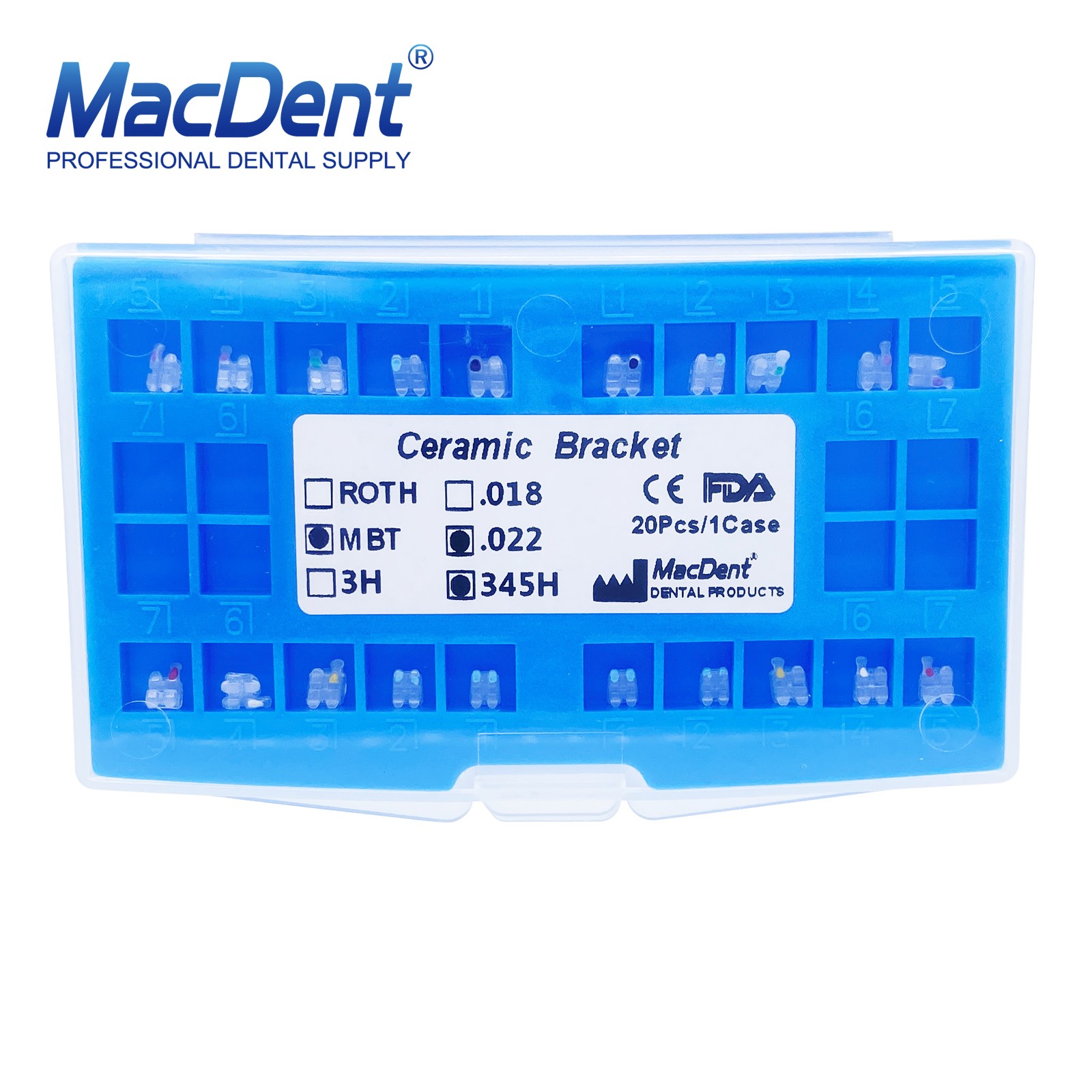Orthodontic Sapphire Brackets Ceramic Dental Clear Brace MBT/ROTH 022 345Hooks
