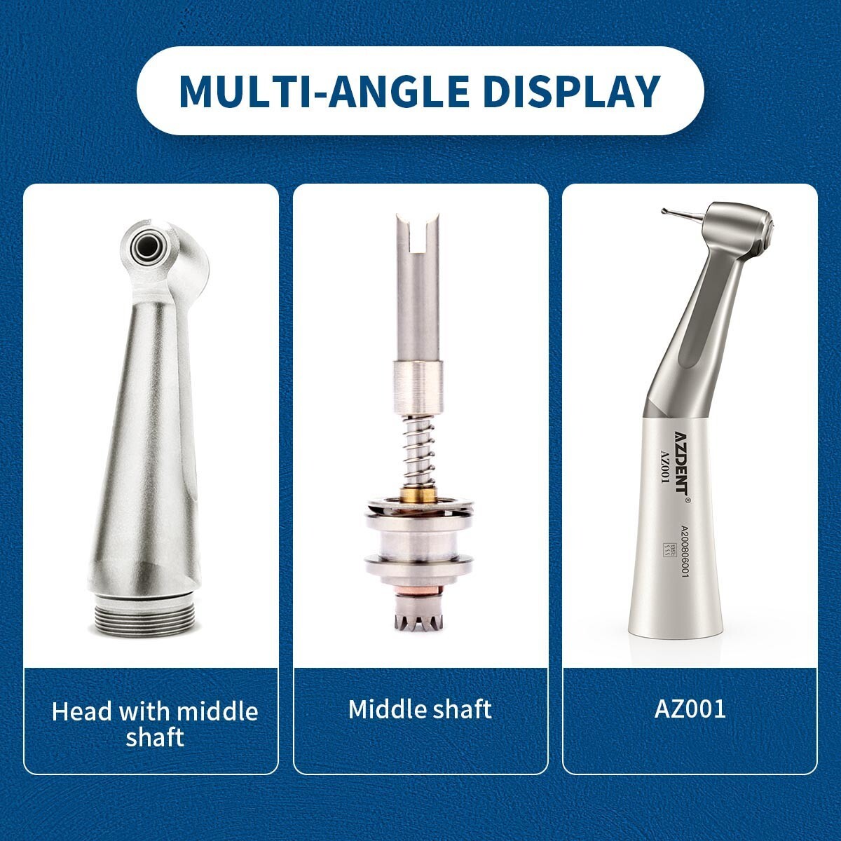 AZDENT Dental 1:1 Slow Low Speed Handpiece Push Button Contra Angle