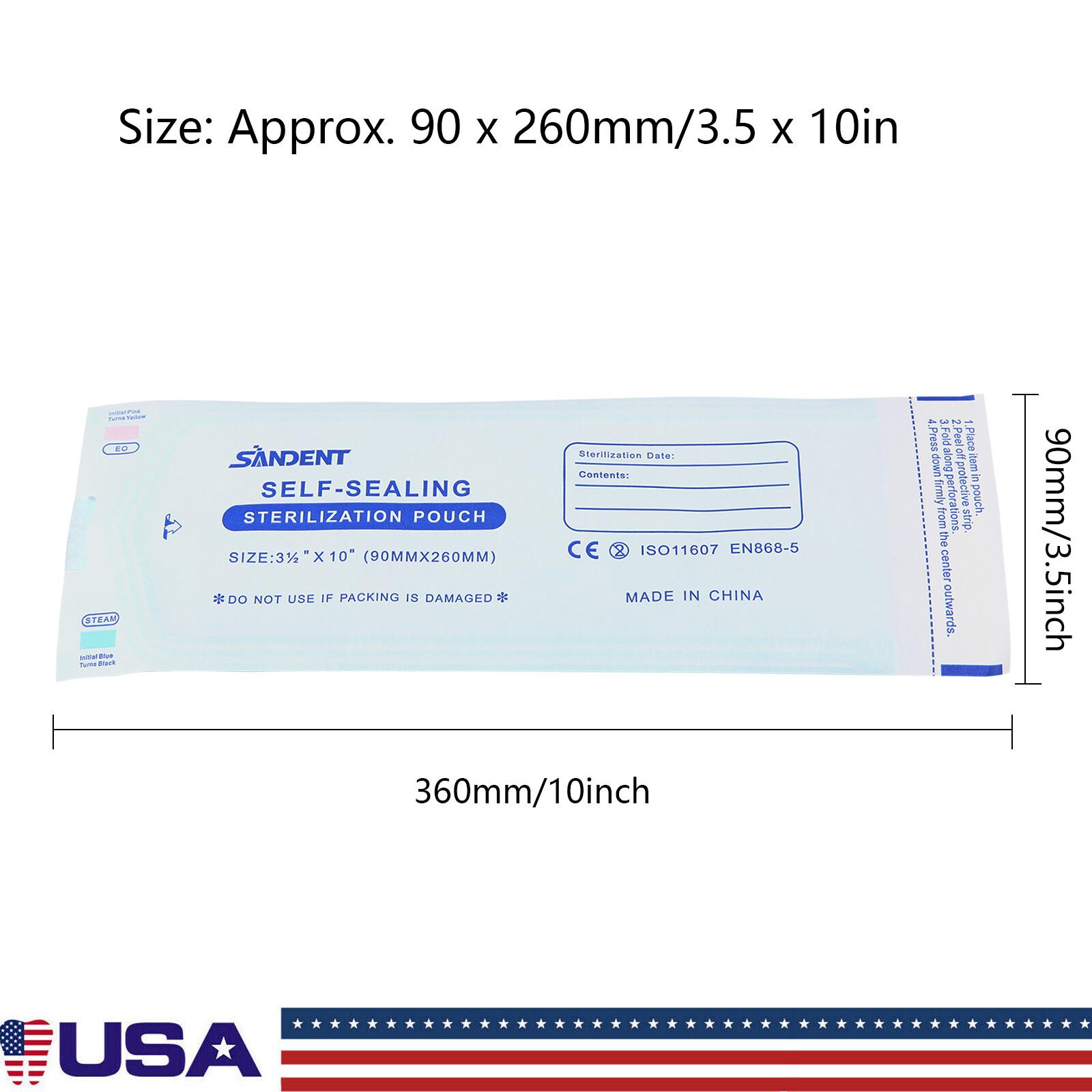 200pcs/Box Dental Self-sealing Sterilization Pouches Bags Disposable Accessories