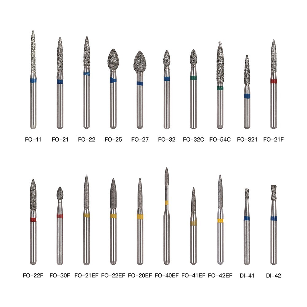100 Types Dental FG Diamond Burs For High Speed Handpiece Friction Grip 50pcs