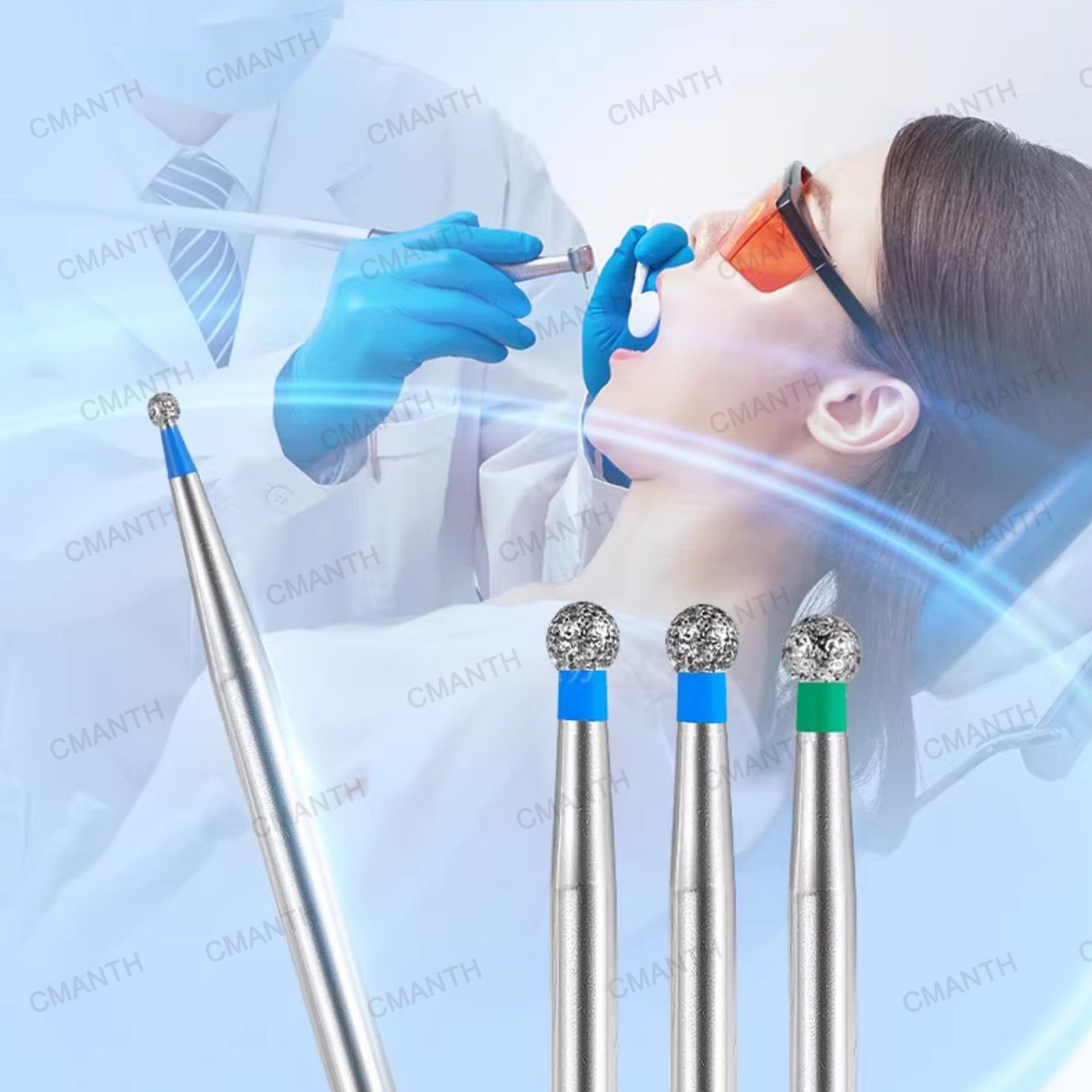 20Pcs Dental FG Diamond Burs For High Speed Handpiece FrictionGrip Polishing Bur