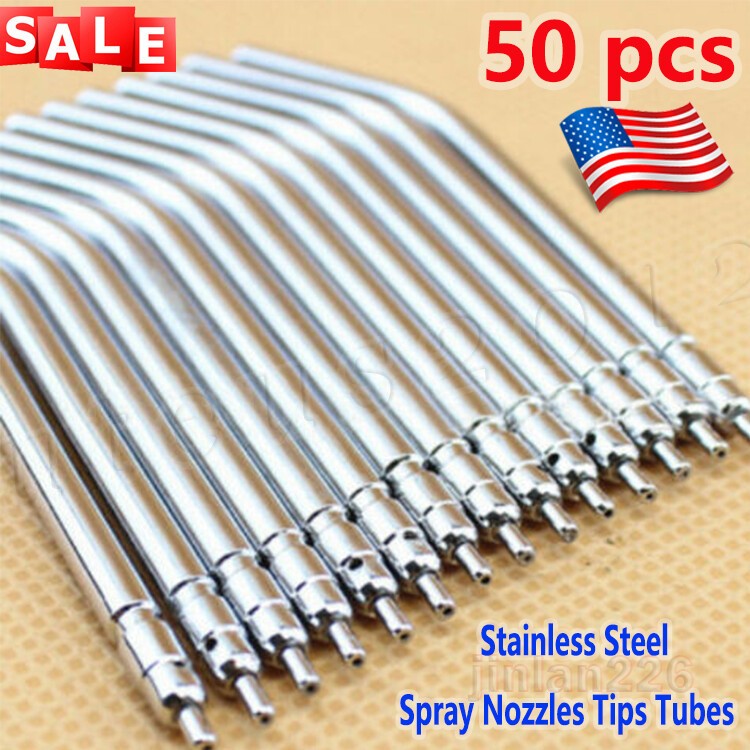 Dental 3 Way Air Water Spray Triple Syringe Handpiece w/ 50 Nozzles Tips Tubes