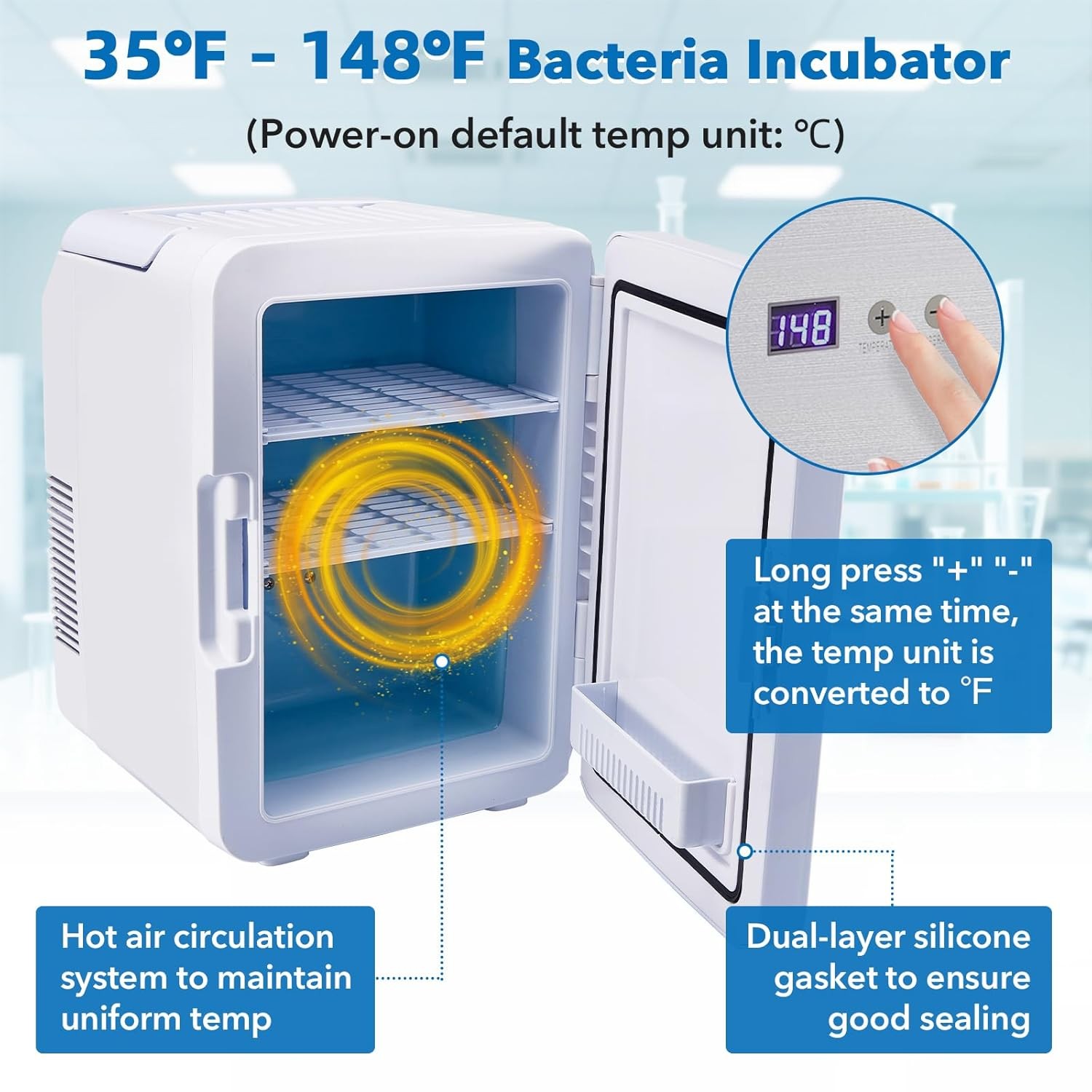 Scientific 10L Lab Incubator Digital Incubator 35-148℉ Thermostatic Incubator US