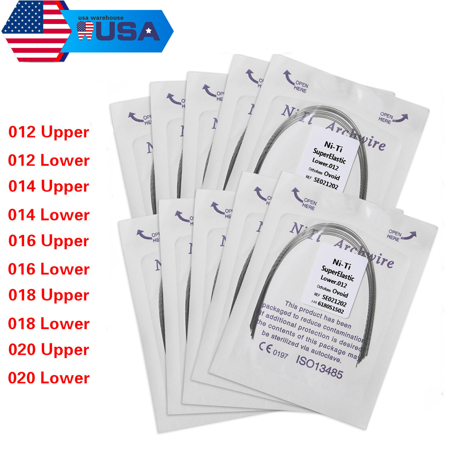 10pc/pack DENTAL Orthodontic Super Elastic Niti Arch Wire Round Ovoid Form st