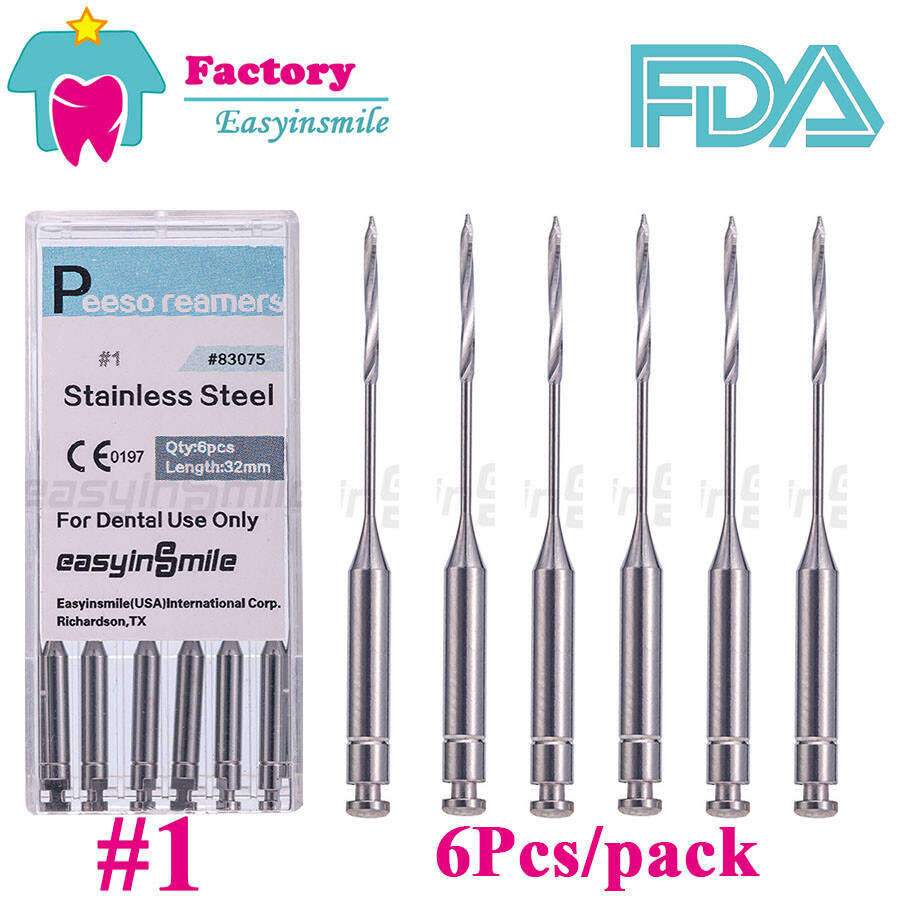 6Pc Dental Peeso Reamers Gates Glidden Drills Endodontic Stainless Burs #1 32MM