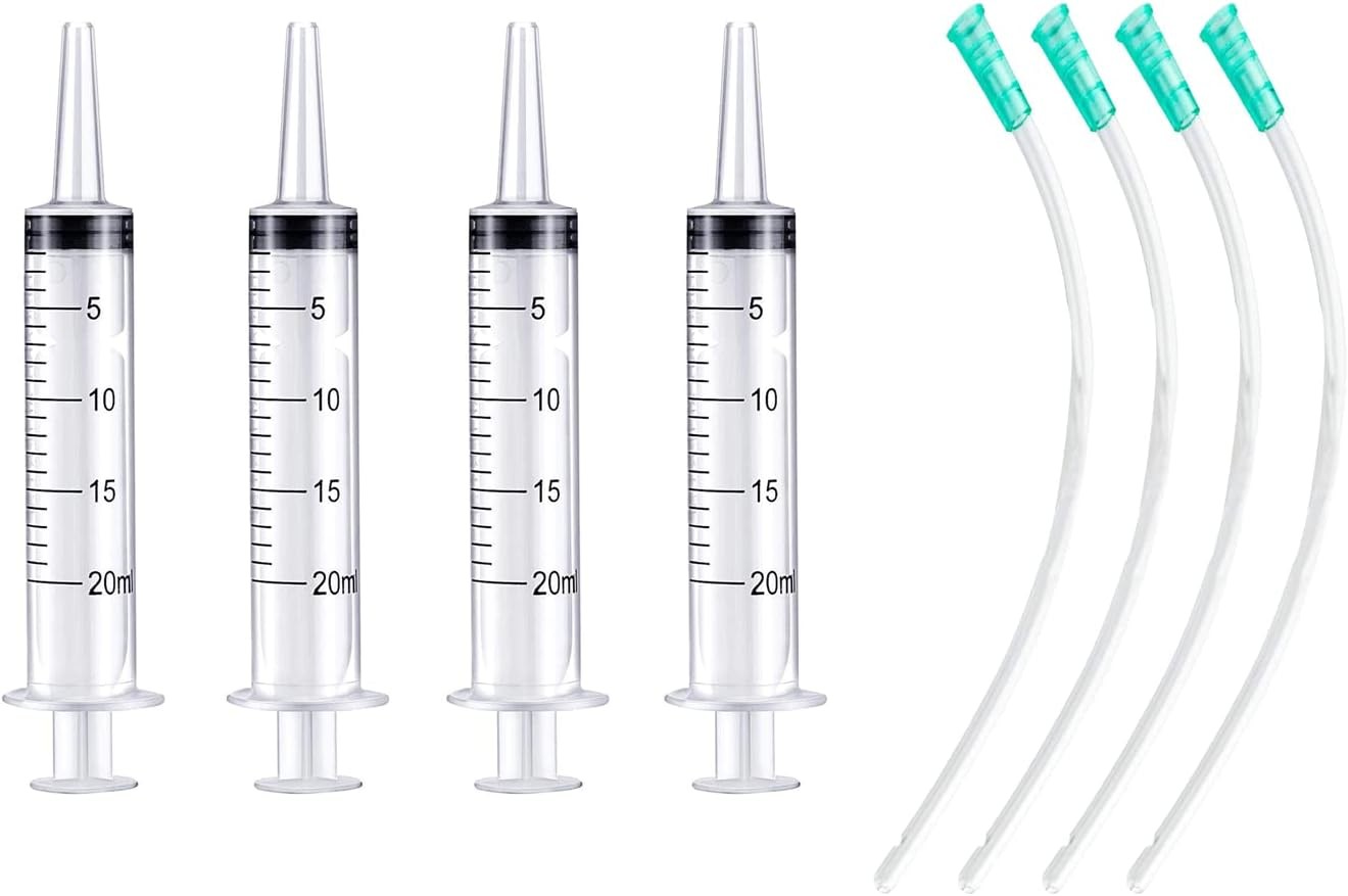 Large Plastic Syringe with Tube, 20ml 13inch Tubing 4pcs
