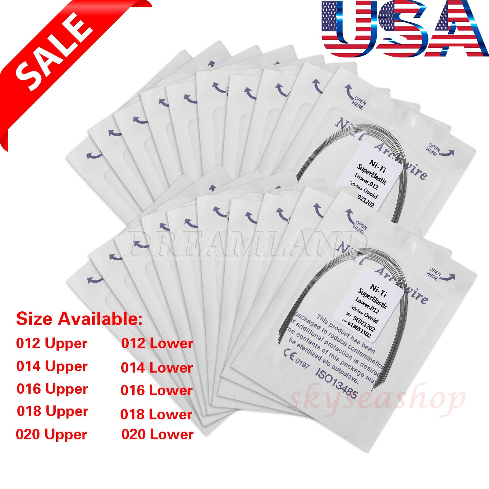 10pcs/1 Bag Dental Orthodontic Super Elastic Niti Arch Wire Round Ovoid USPS