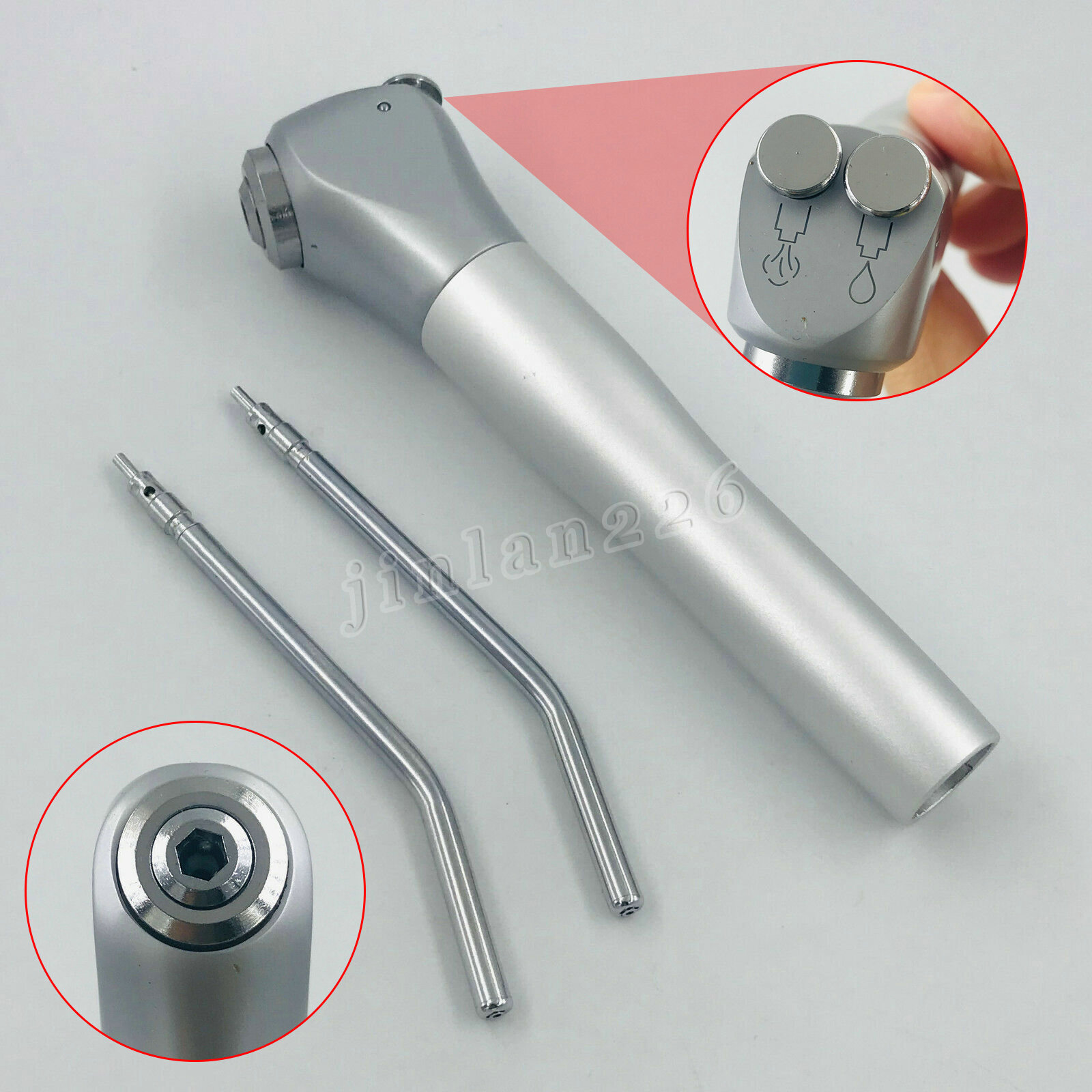 Dental 3 Way Air Water Spray Triple Syringe Handpiece w/ 2 Nozzles Tips Tubes US