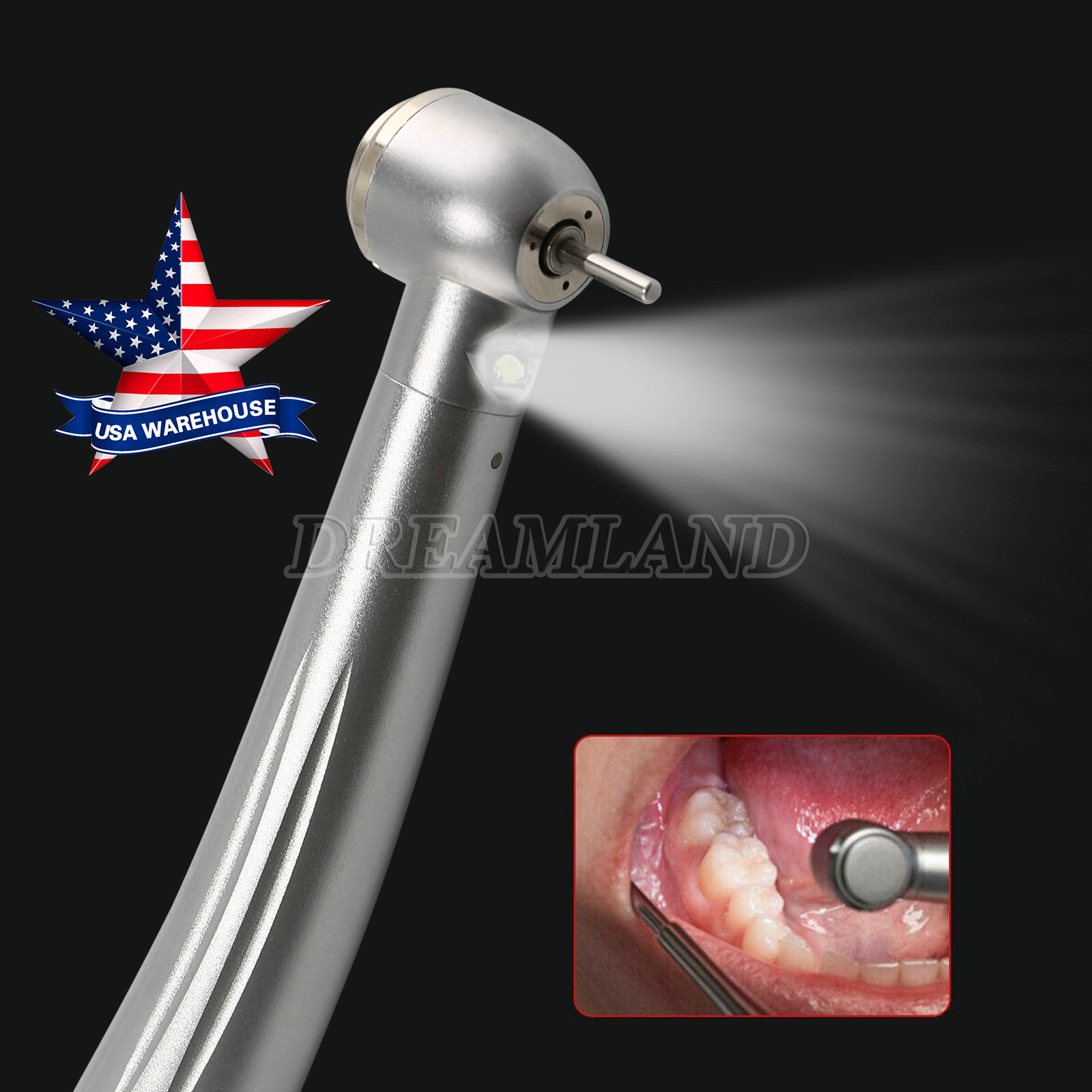 Dental High Speed Handpiece Large Torque Push Button Handpiece 4 Hole USA STOCK