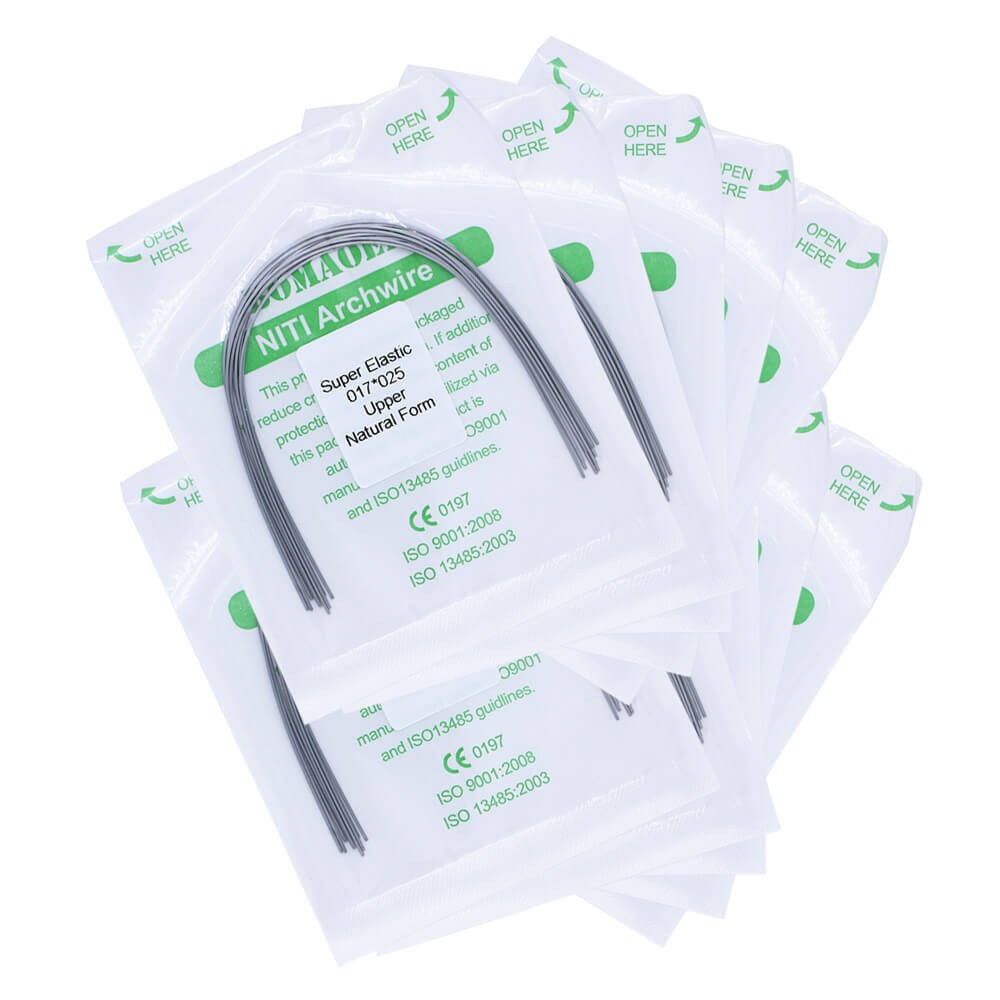50×Dental Ortho Super Elastic Niti Rectangular Arch Wires Natural 17×25 Upper