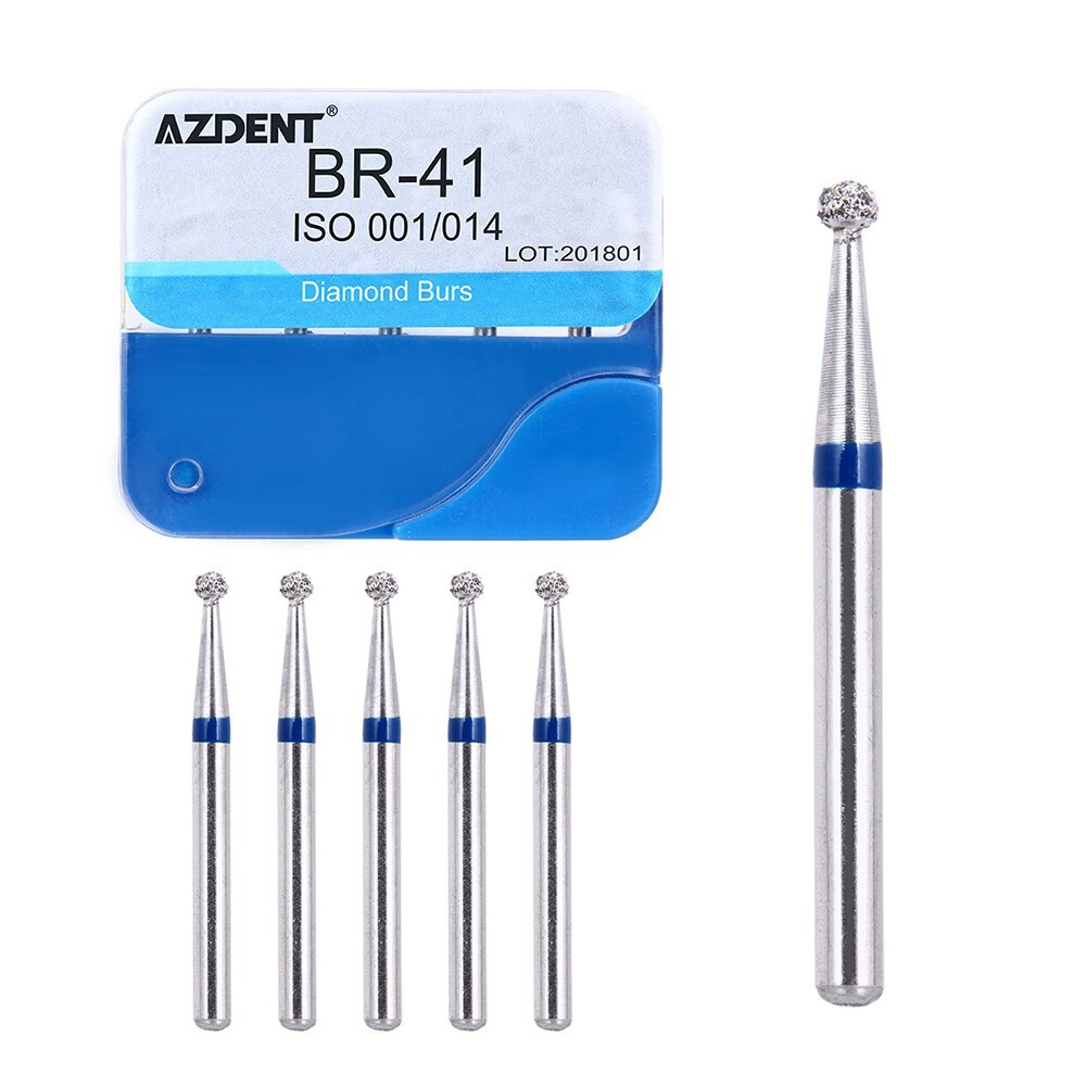 100Pcs AZDENT Dental Diamond Burs High Speed Handpiece Friction Grip 20 Types