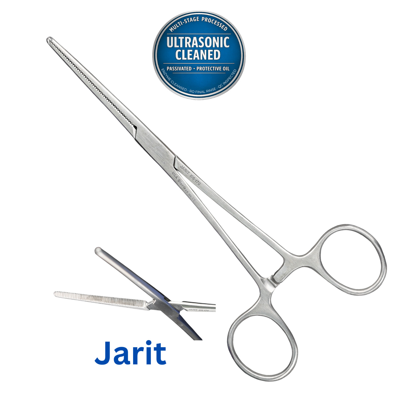Jarit 106-170 Rochester-Pean Forceps, Serrated, 3.2mm Wide Jaw, STR, 7-5/8″
