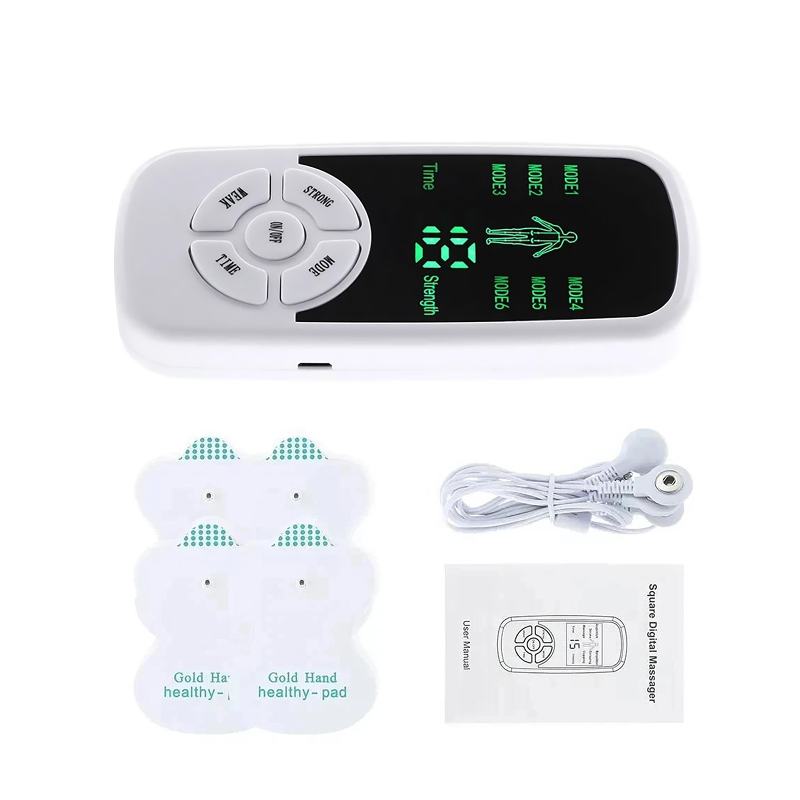 Micro-current Body Massager 4 Pads 6 Operation Modes 15 Levels LCD Display