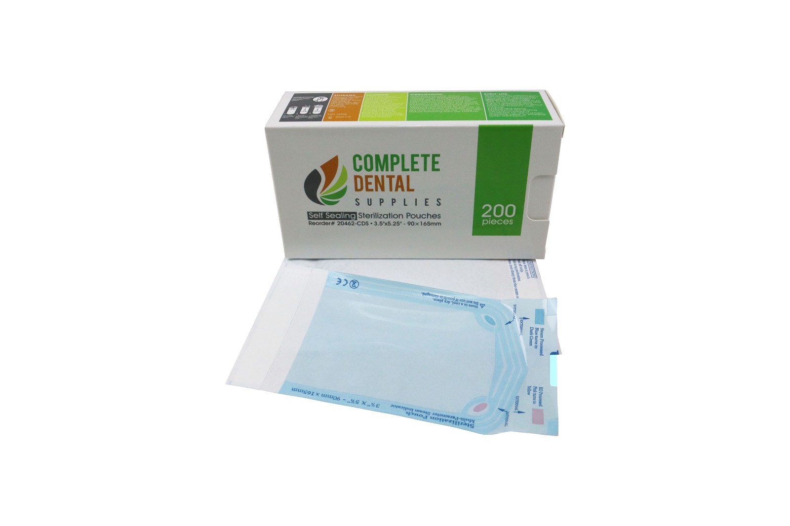 Self Sealing Sterilization Pouches 3.5″*5.25″, 90×(135+30)mm, 200 pcs / box.