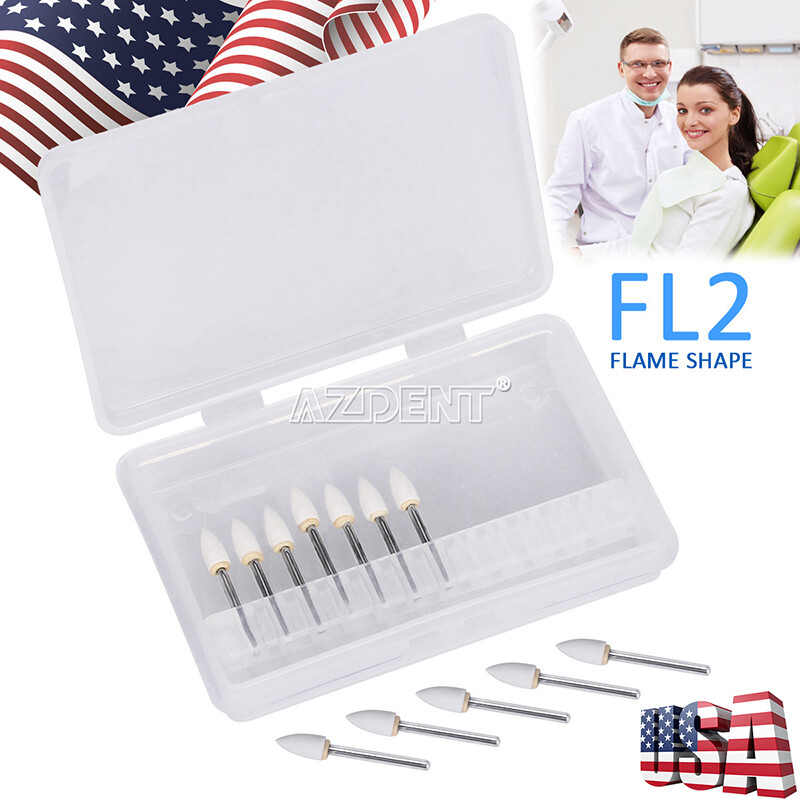 5*USPS AZDENT Dental Flame White Stone Polishing FG Burs Fl2 Abrasion Point Burs