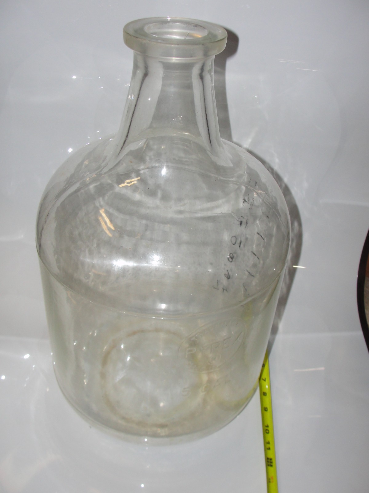 Vintage Pyrex embossed 5 gallon carboy tooled neck USA 19L glass jug
