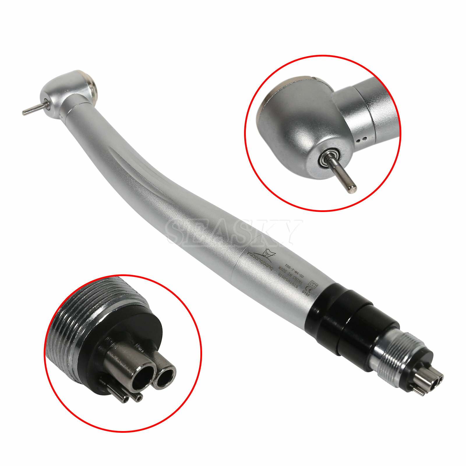 Dental Large Torque Head Handpiece High Speed Push Button Quick coupler 4 Hole