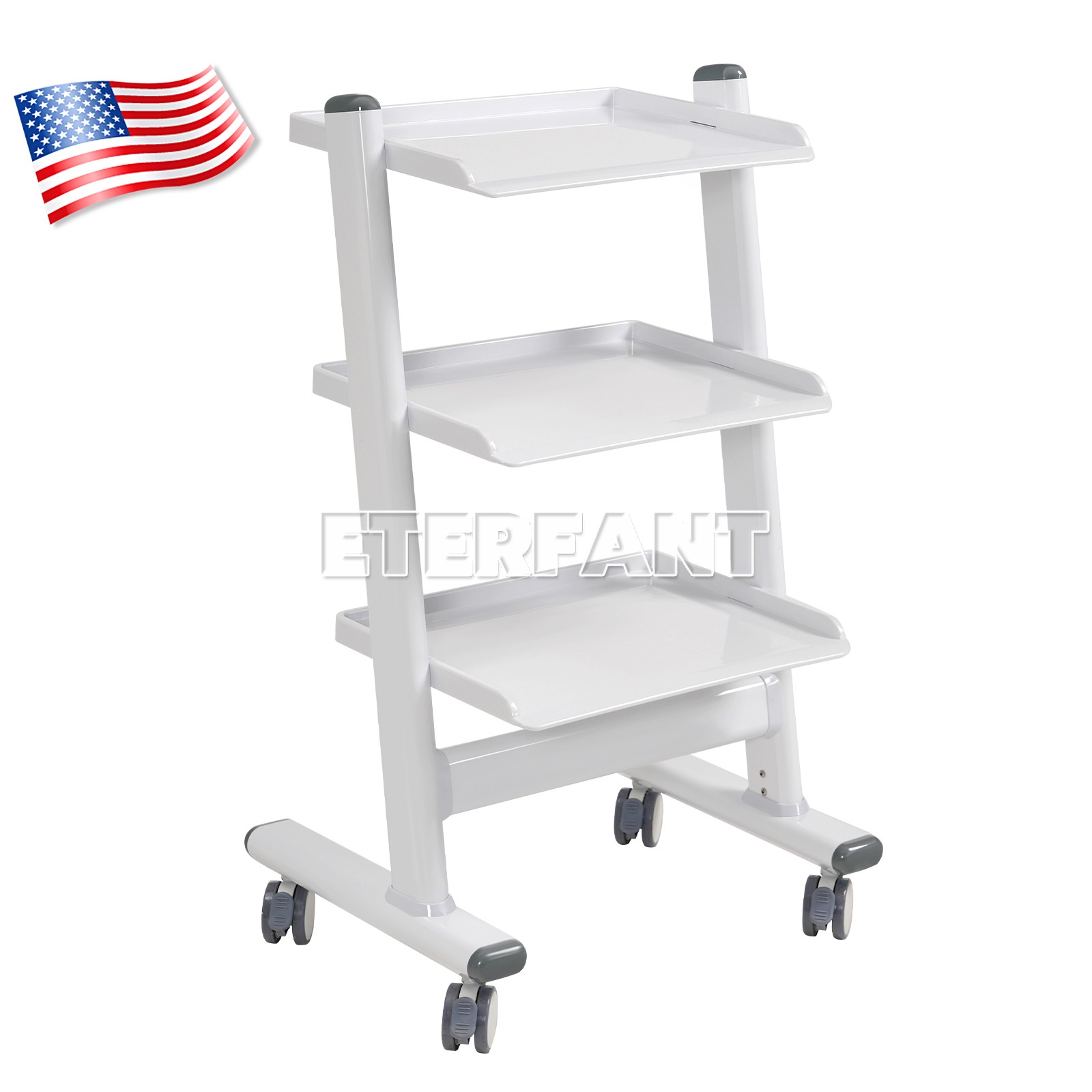 3 Layer Medical Tool Cart Mobile Instrument Stand Dental Trolley with Socket
