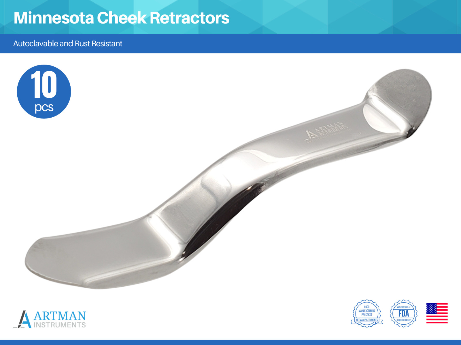 10 PCS Minnesota Cheek Retractors Surgical Dental Instruments ARTMAN