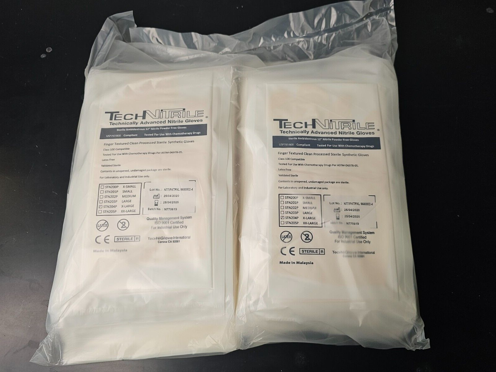 (50) PAIRS TechNiGlove STERILE AMBIDEXTROUS NITRILE CLEANROOM GLOVES – X-LARGE
