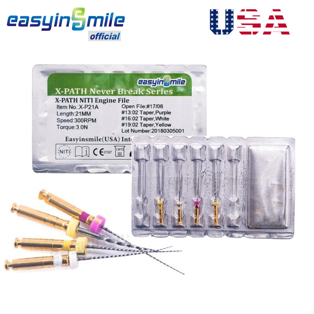 4Pcs Dental Rotary Endodontic Path Files NITI 21MM Never Break Size 13/16/19