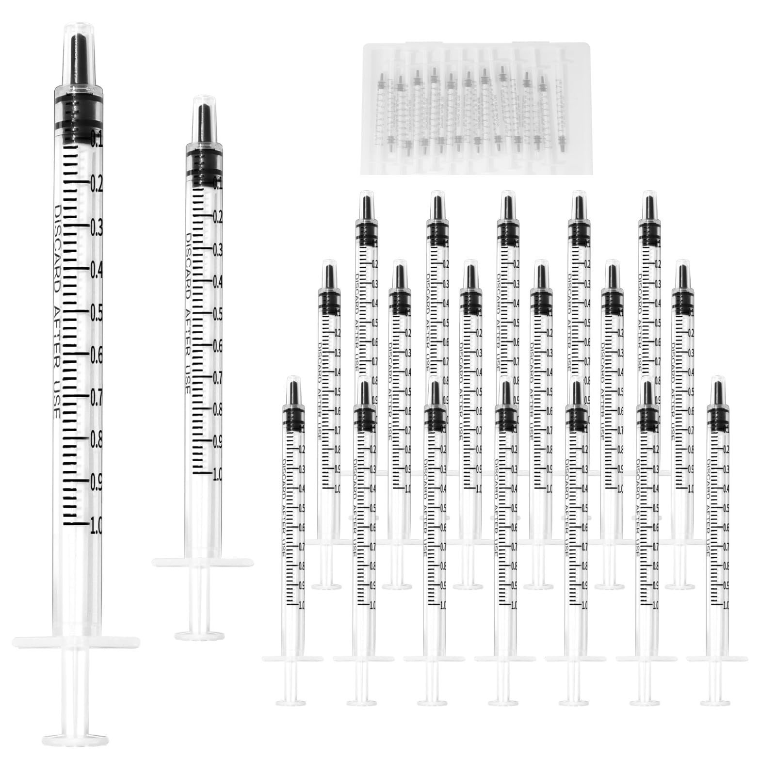 20 Pack 1ml 1cc Syringes No Needle Plastic Liquid Measuring Oil Glue Applicator