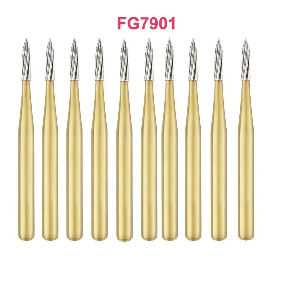 Dental Tungsten Carbide Gold Burs Trimming & Finishing & Polishing Flame FG