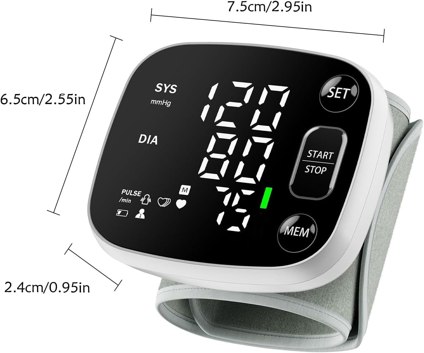 Oklar Wrist Blood Pressure Monitor, FDA Cleared Rechargeable Medium, Black