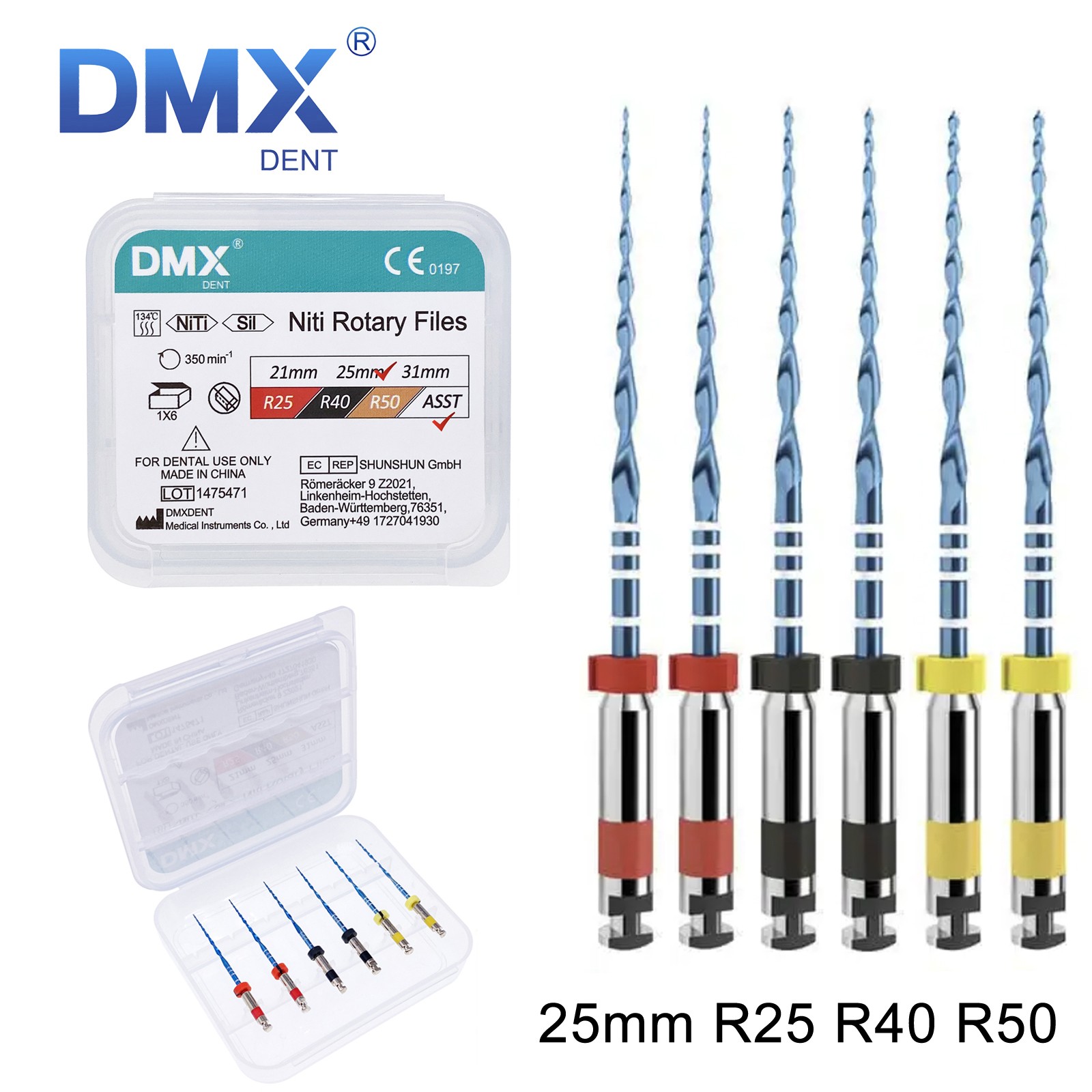 6Pcs/Pack Dental Endo Root Canal Rotary Files RECIPROC BLUE R25/R40/R50 21/25mm