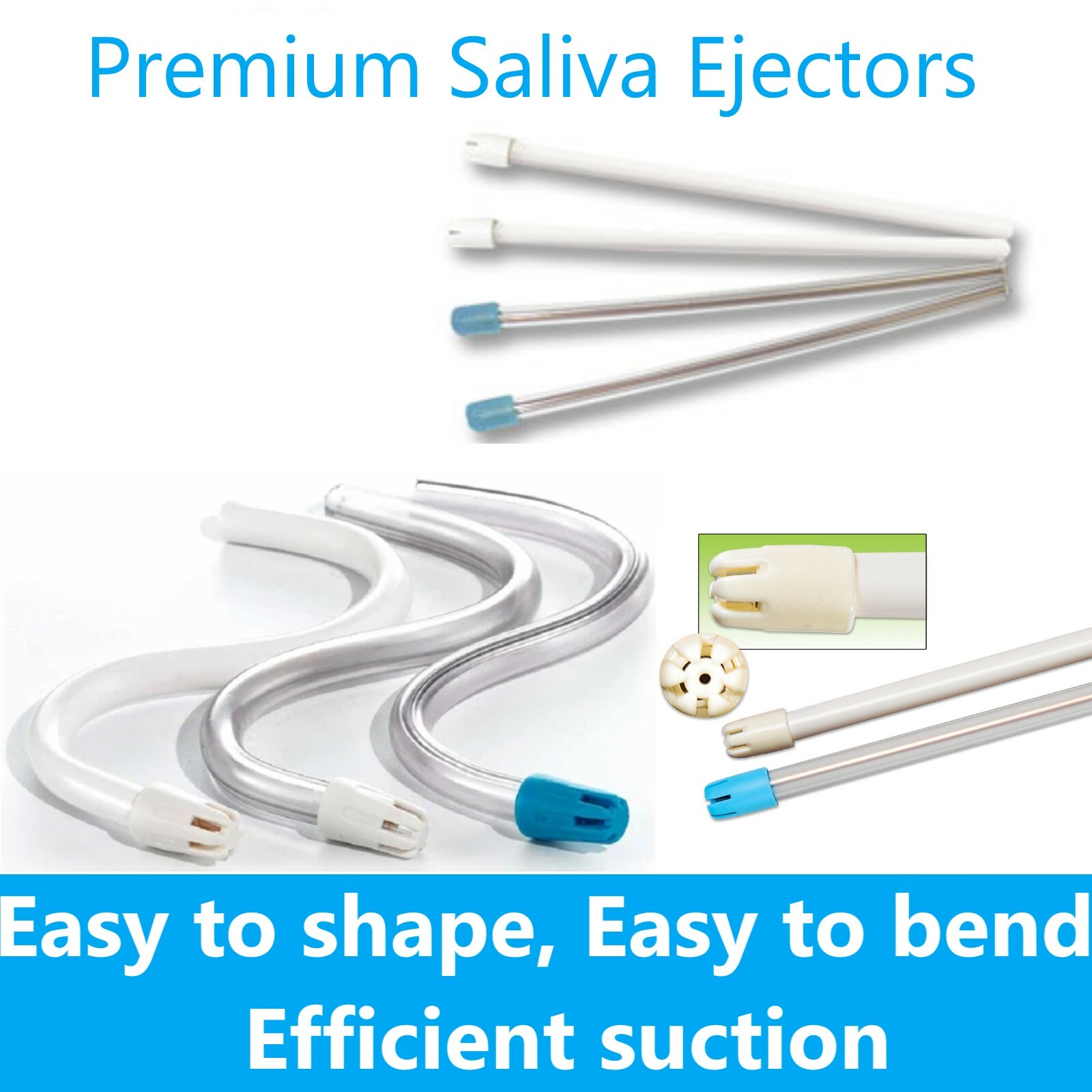 100-1000/Box Dental Saliva Ejectors Suction Ejector Blue Or White, US Manufactur