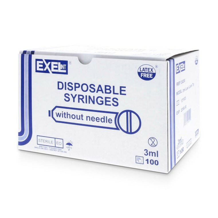 Exel 3ml (3cc) Luer Lock Syringe, 100/Box, 26200