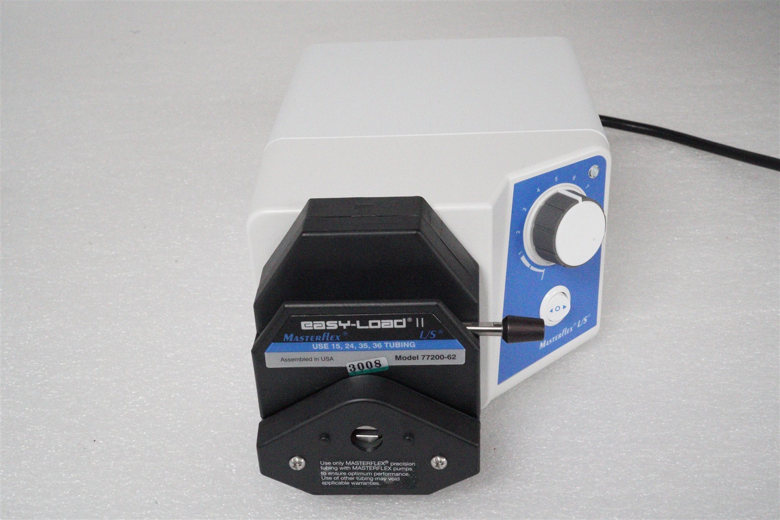 Cole Parmer Masterflex L/S 7555-00 Drive 200-600 RPM, w 77200-62 Easy Load Head