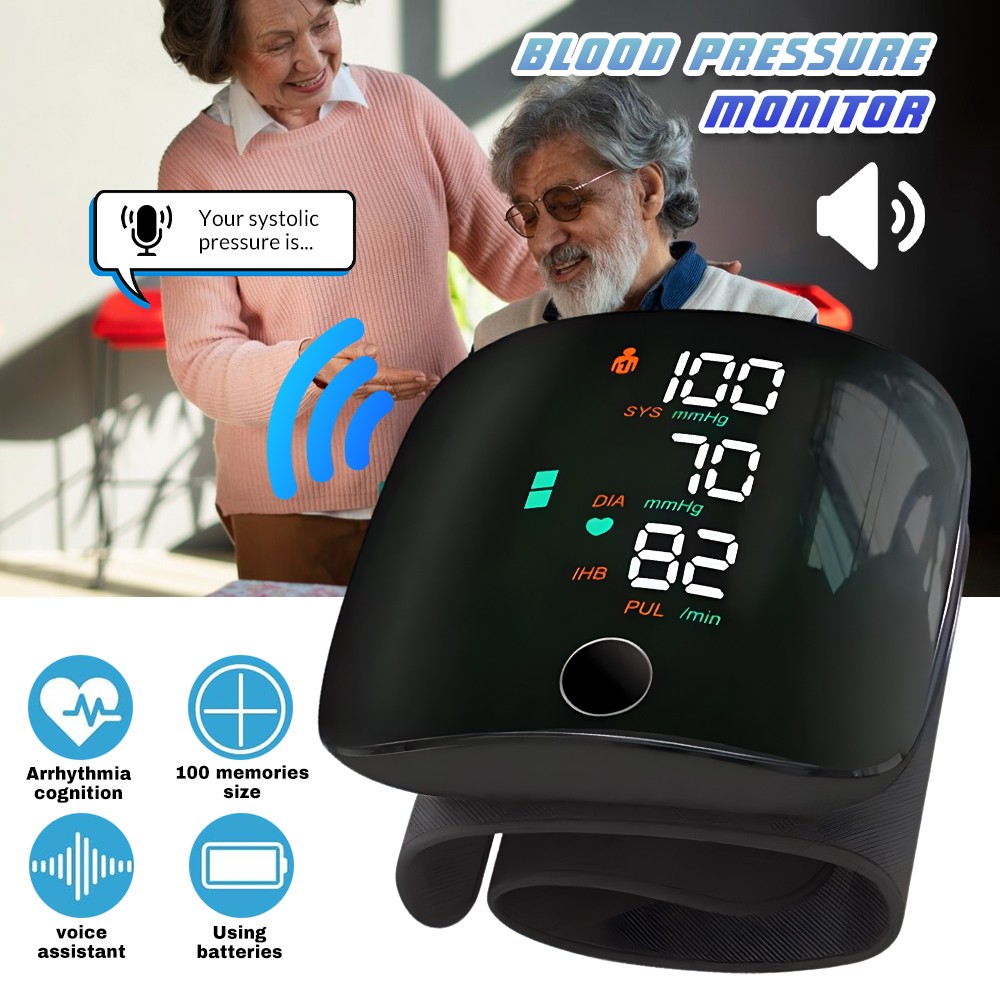 Wrist Blood Pressure Monitor Automatic BP Machine Digital Cuff Heart Rate LCD