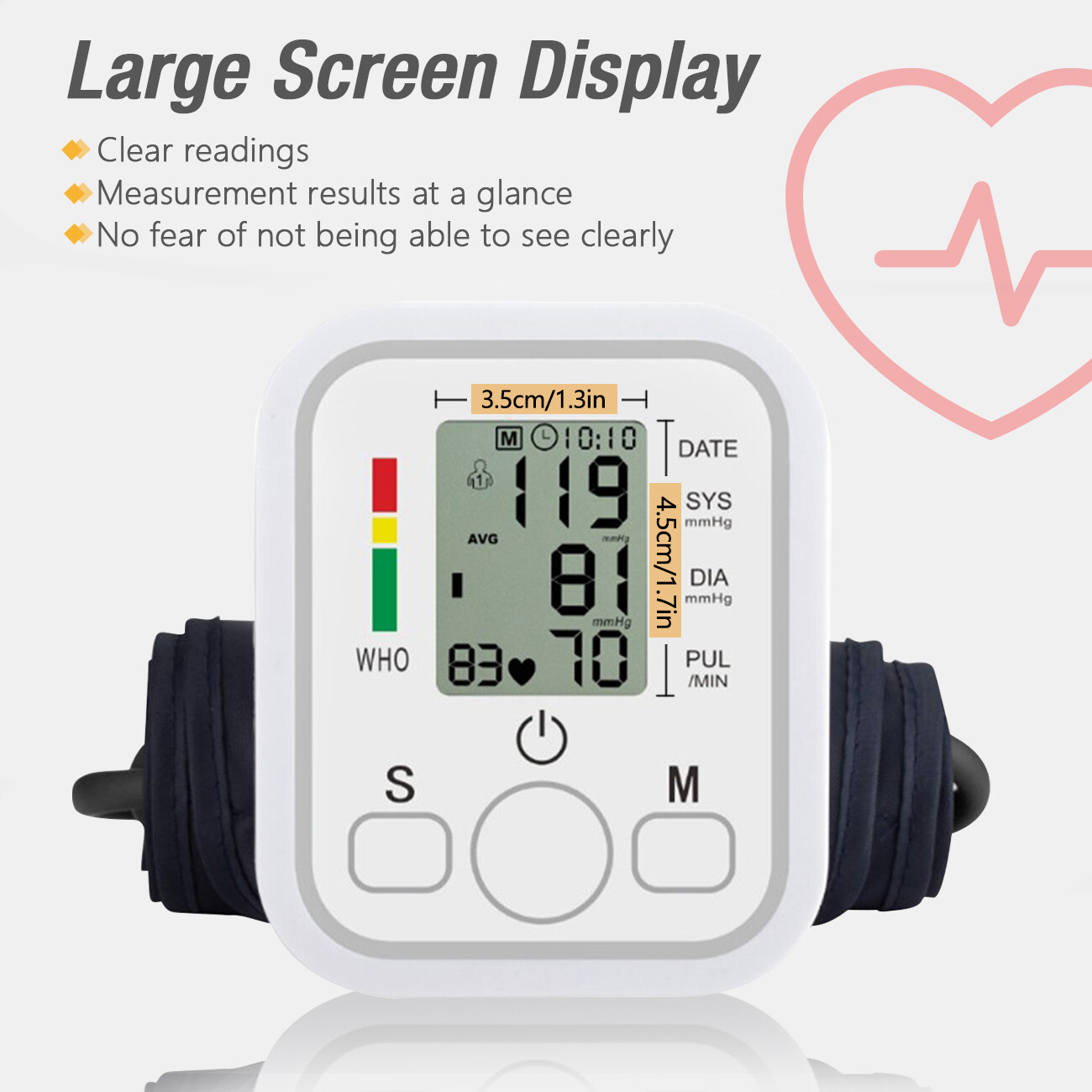 Arm Blood Pressure Monitor Digital Portable Machines Voice BP Cuff Meter Tester