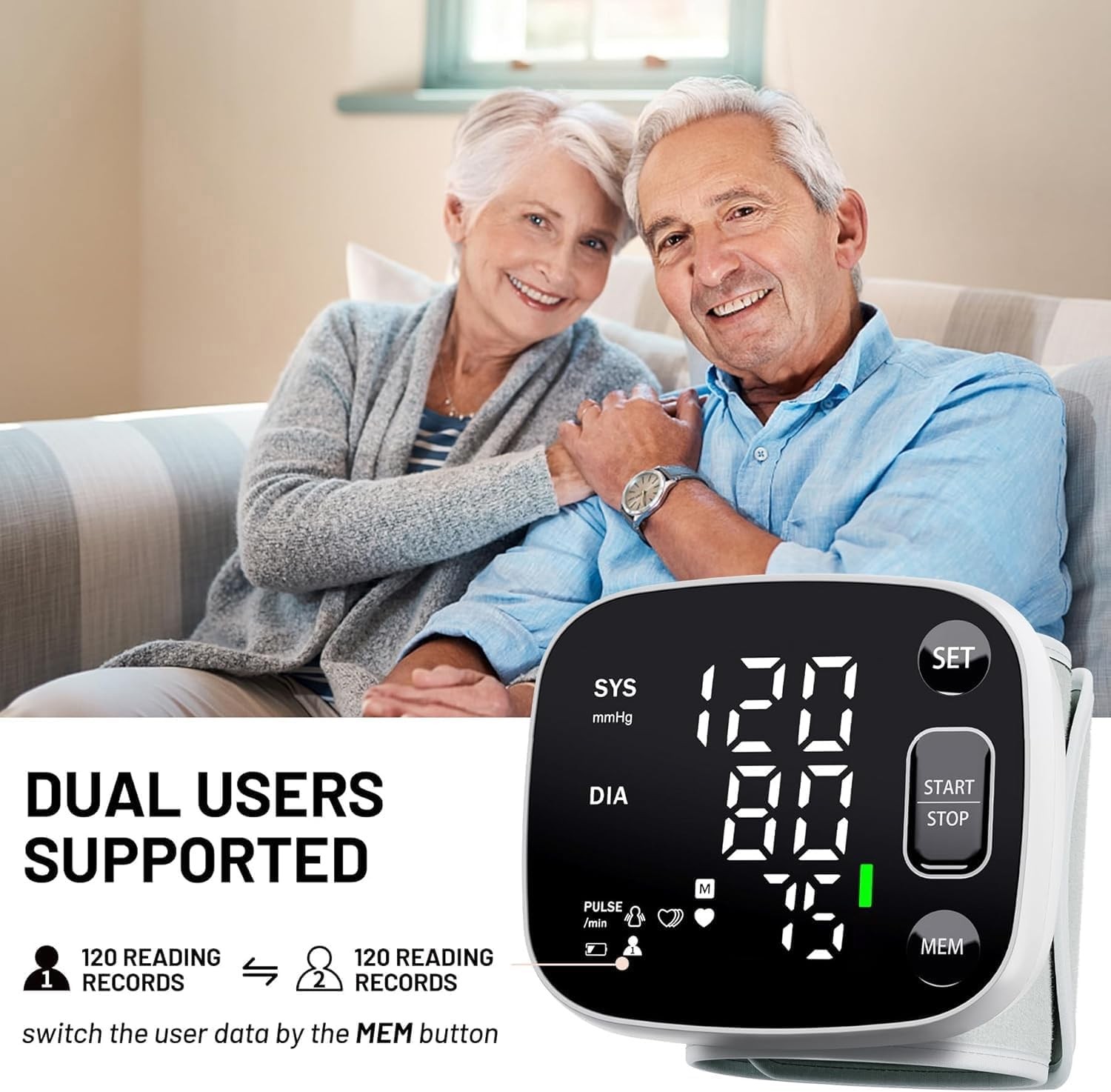 Oklar Wrist Blood Pressure Monitor, FDA Cleared Rechargeable Medium, Black