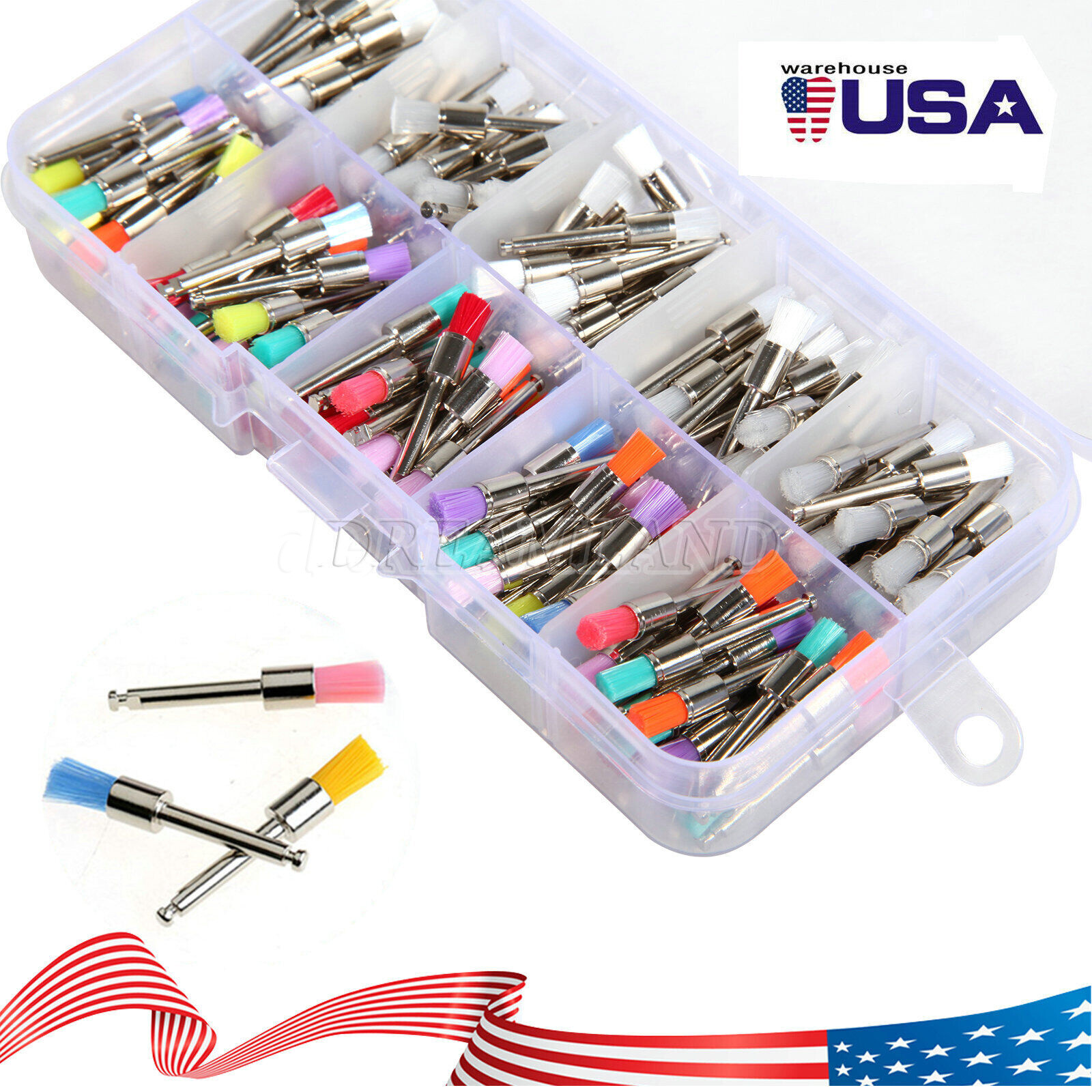 200Pcs/Box Dental Nylon Materials Closure Flat Polishing Prophylaxis Brushes