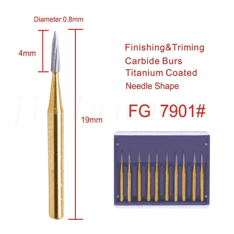 10Pc Dental Trimming & Finishing Drill Tungsten Carbide Flame Bur 7901 7902 7903